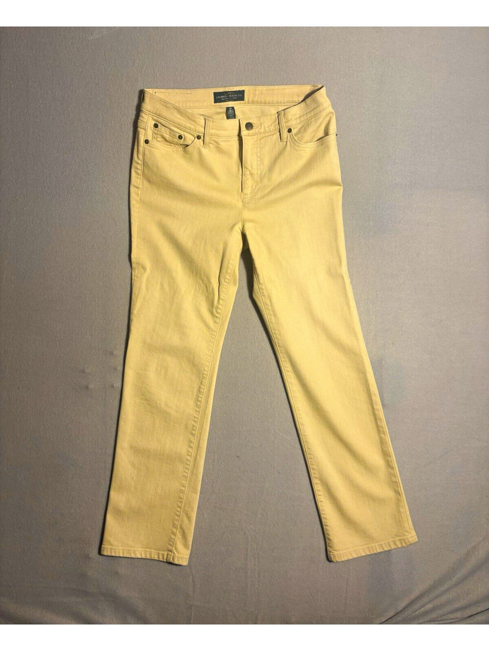 Lauren Jeans Co Ralph Lauren Womens Petite 10P Beige Straight Stretch Jeans
